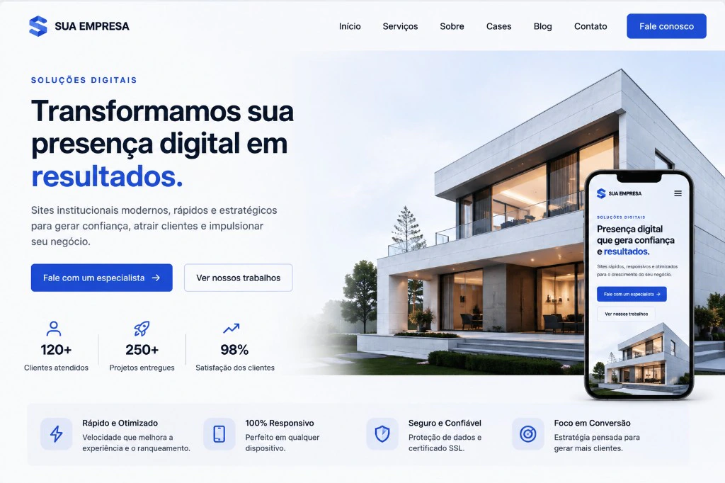 Preview de site institucional moderno